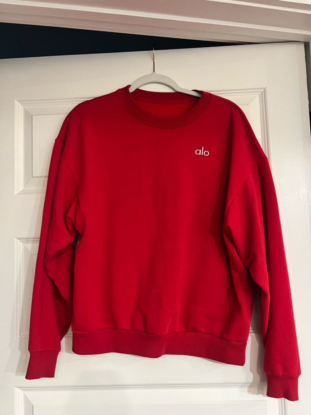 ALO Yoga Men's Red Crewneck Sweatshirt with Minimal Logo